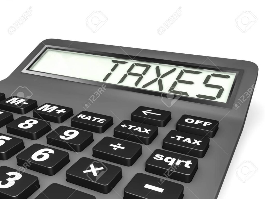 calculatrice avec des symboles de taxes